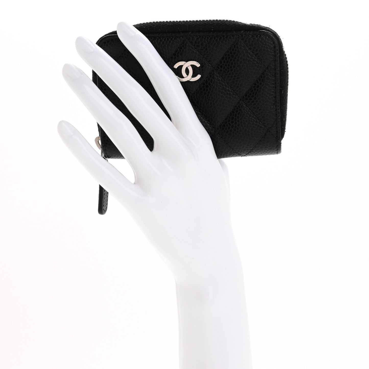 Caviar Quilted Zip Coin Purse Black