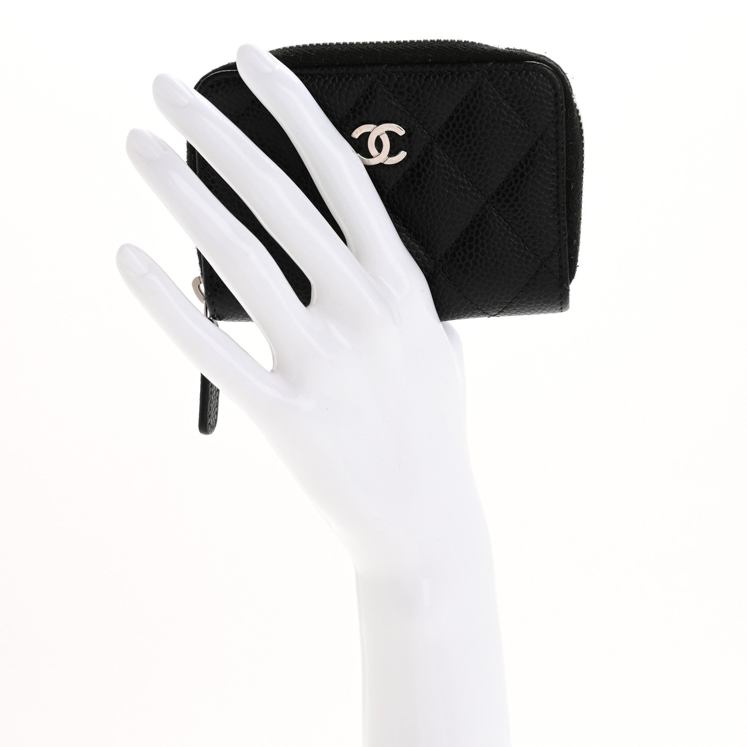 Chanel Caviar Quilted Zip Coin Purse Black 2 of 12