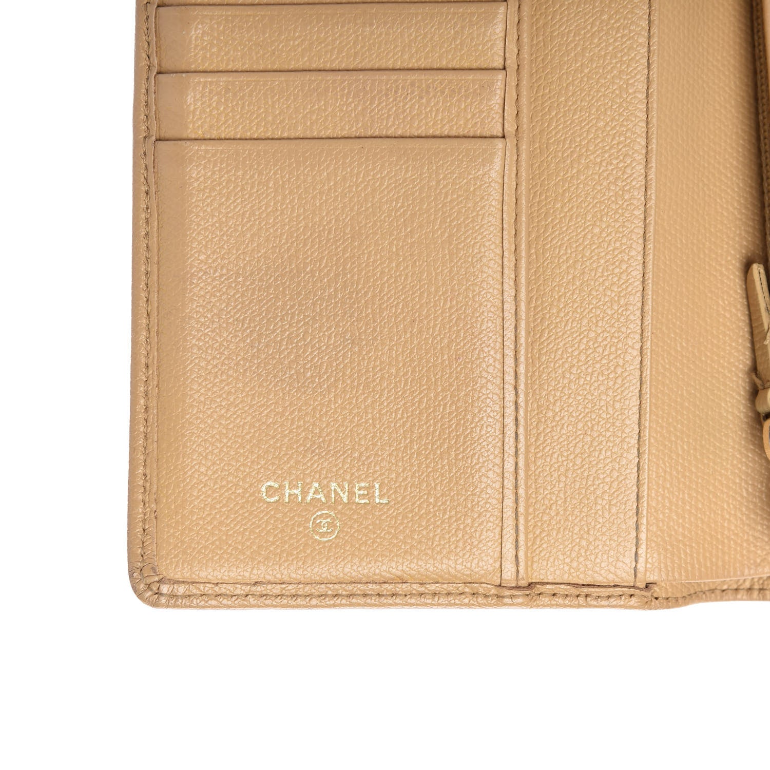 Chanel Grained Calfskin CC Button Yen Wallet Beige 8 of 13