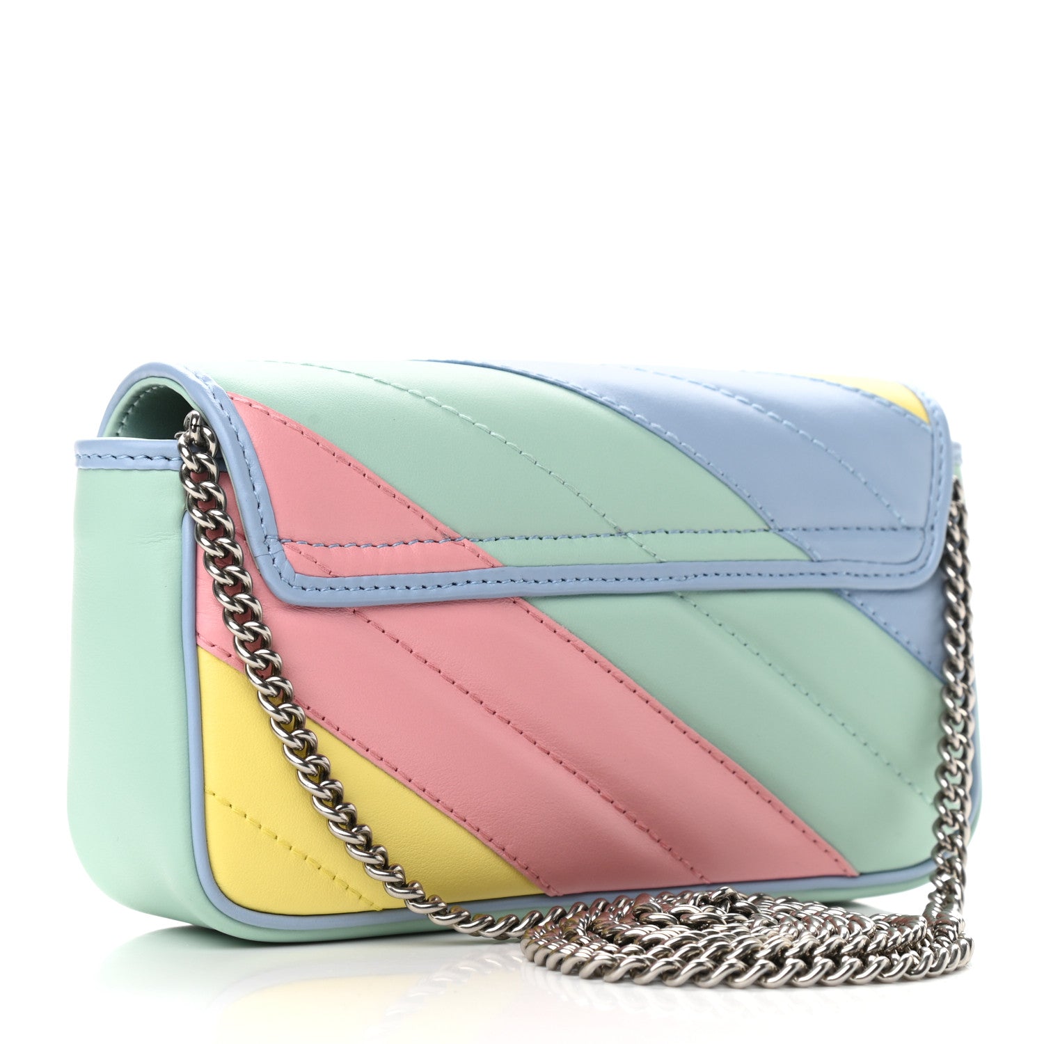 Gucci Calfskin Matelasse Diagonal Super Mini GG Marmont Shoulder Bag Multicolor Pastel 3 of 11
