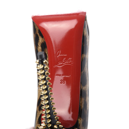 Christian Louboutin Patent Leopard New Very Prive Spikes 120 Pumps 38 Brown 7 of 9