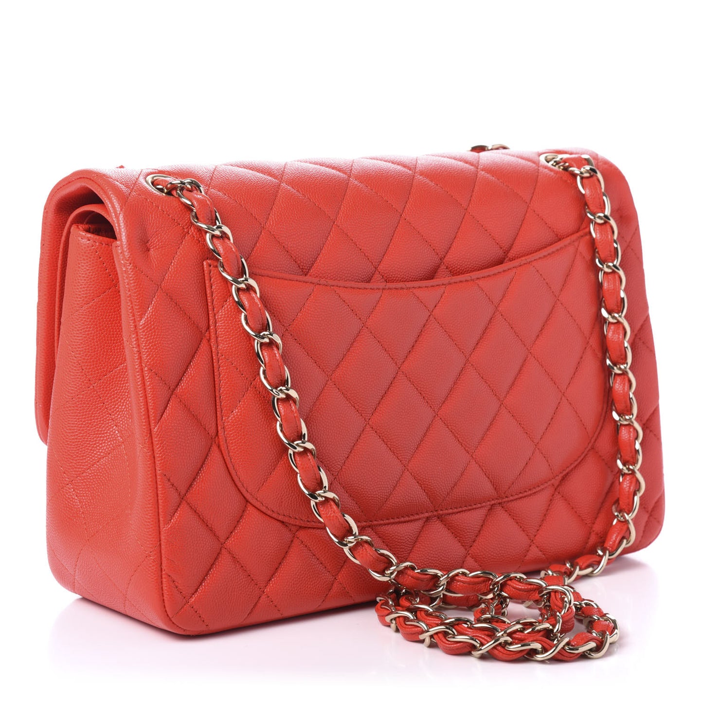 Caviar Quilted Jumbo Double Flap Red
