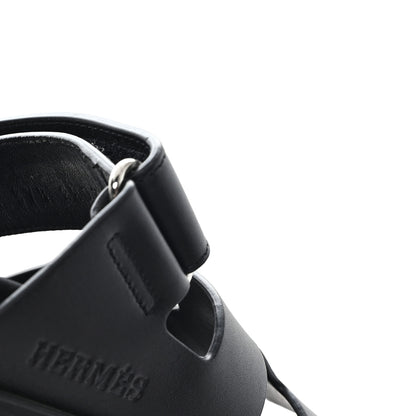 Hermes Calfskin Womens Chypre Sandals 37.5 Black 9 of 10