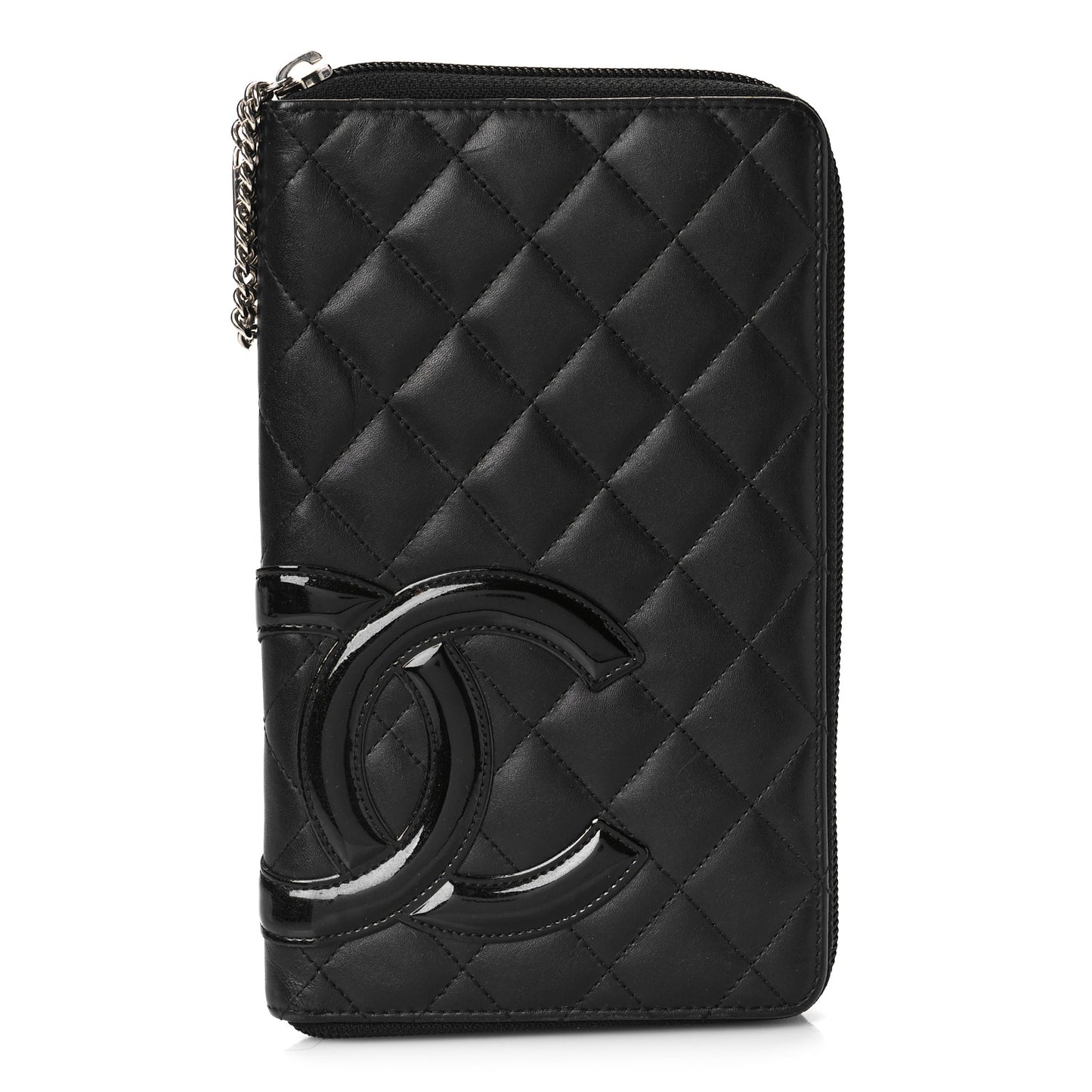 Calfskin Cambon Zip Around Organizer Wallet Black