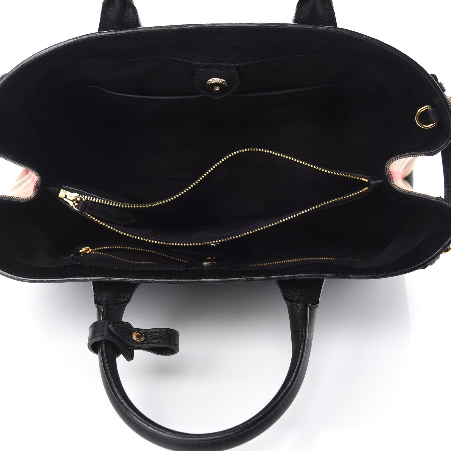 Burberry Grainy Calfskin House Check Large Banner Tote Black 5 of 12
