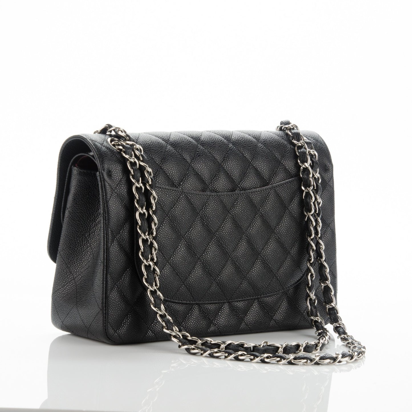 Caviar Quilted Jumbo Double Flap Black