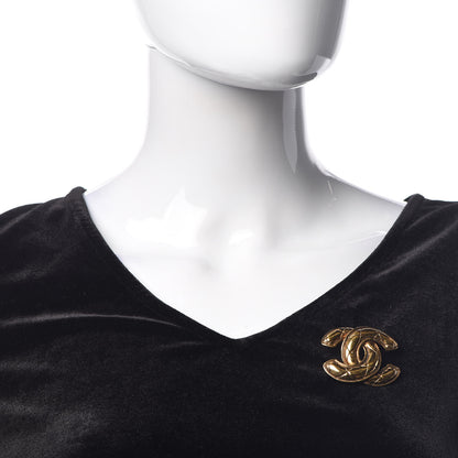 Chanel Metal Quilted Large CC Brooch Gold 2 of 4