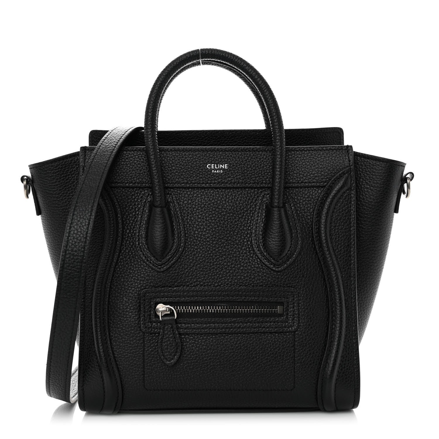 Celine Drummed Calfskin Nano Luggage Black 1 of 11