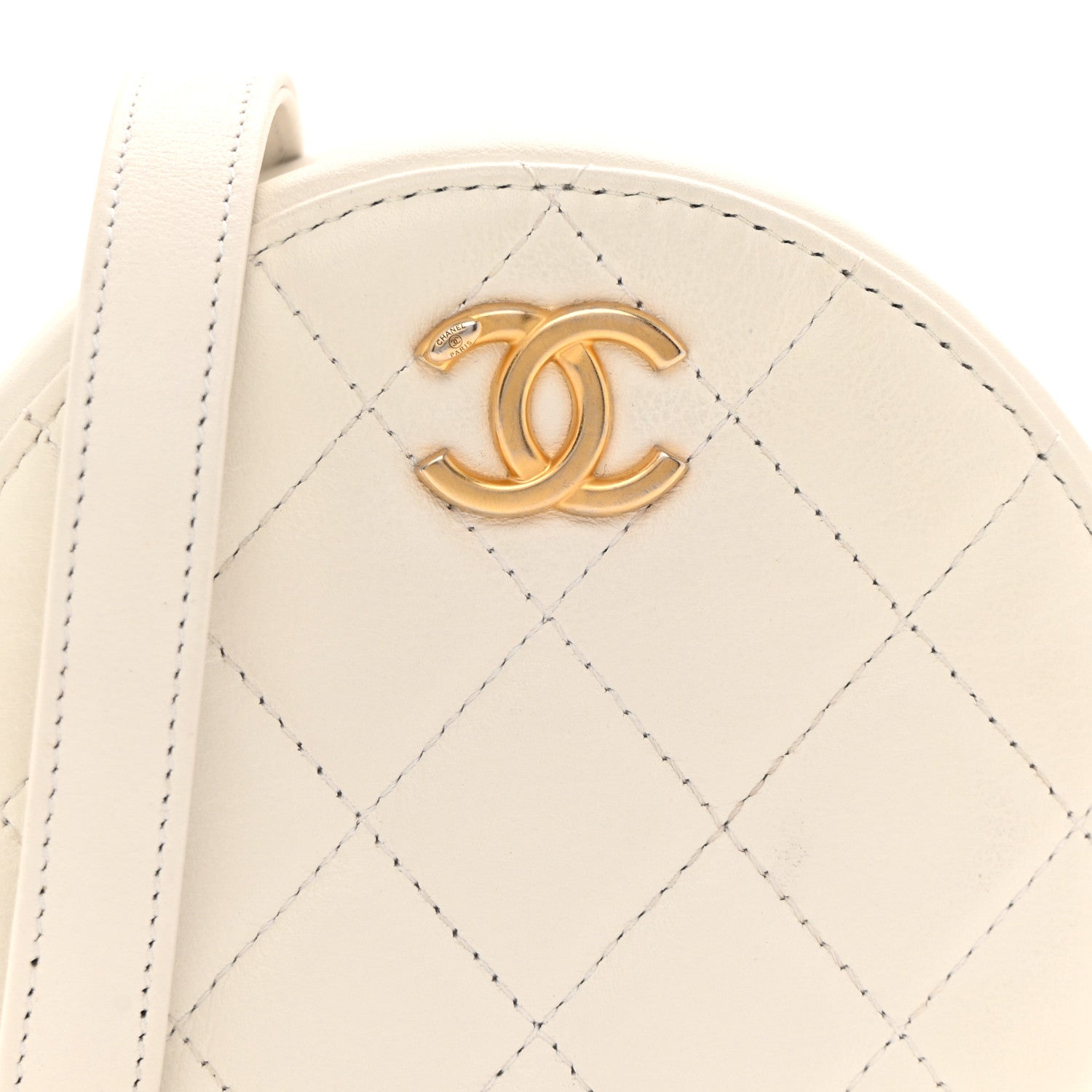 Chanel Calfskin Quilted Pearl Round Clutch With Chain White 8 of 13