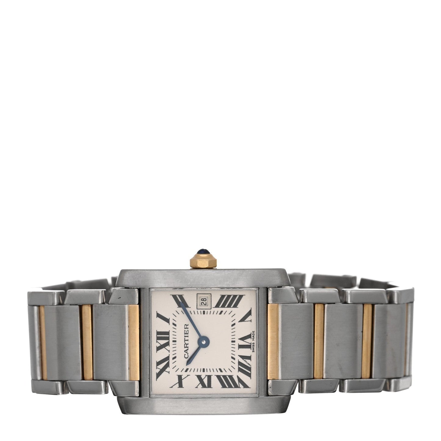 Stainless Steel 18K Yellow Gold 25mm Tank Francaise Quartz Watch