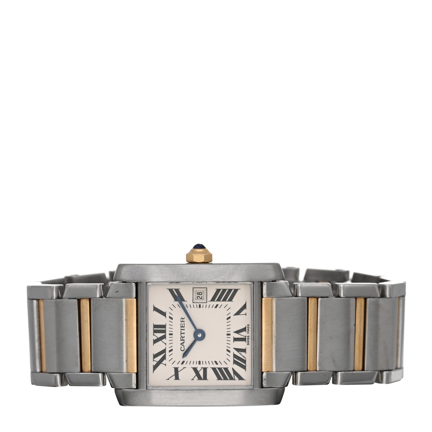 Stainless Steel 18K Yellow Gold 25mm Tank Francaise Quartz Watch
