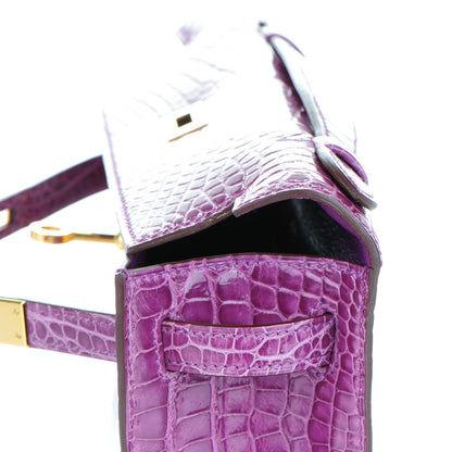 Hermes Shiny Alligator Kelly Pochette Violet 17 of 21