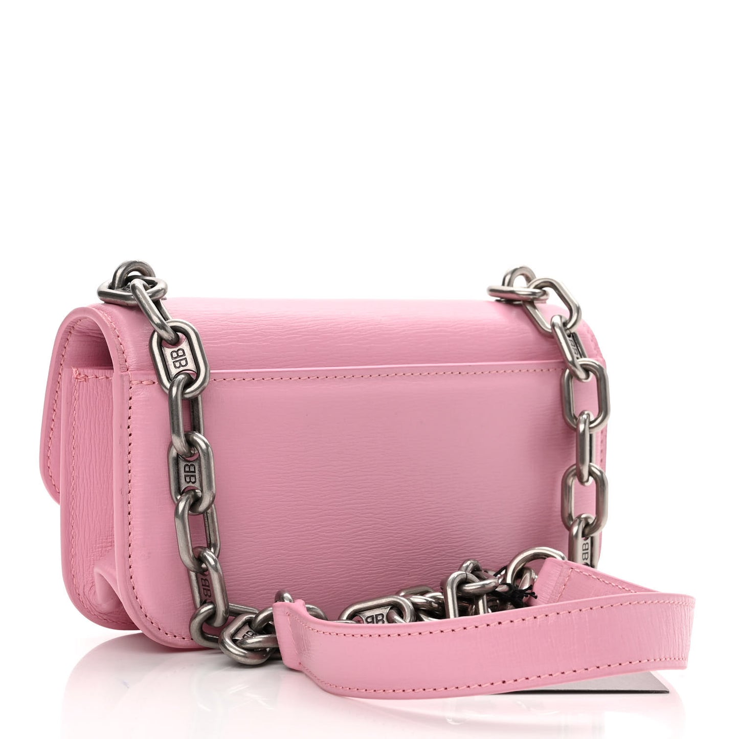 Calfskin Stripe Embossed Gossip Chain Bag XS Candy Pink