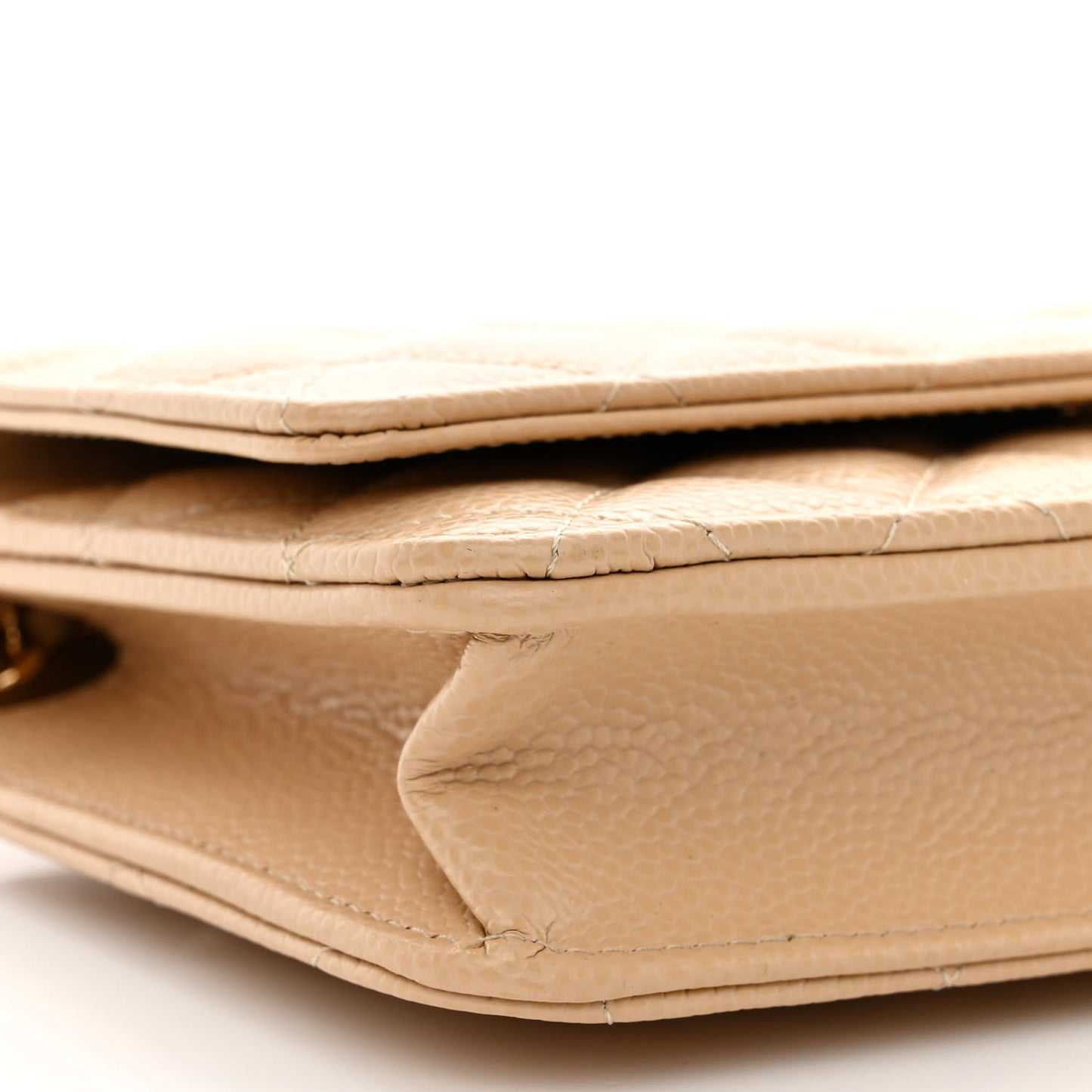 Caviar Quilted Wallet On Chain WOC Beige