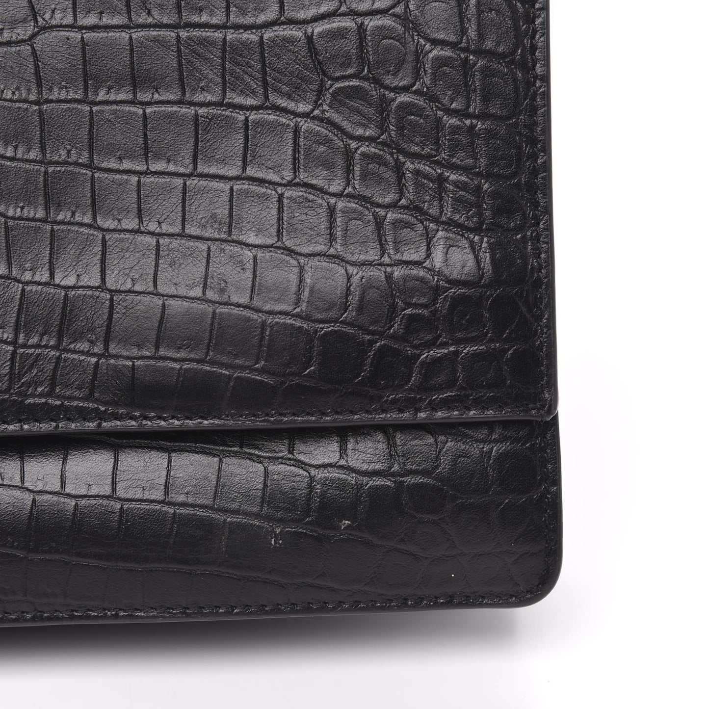 Calfskin Crocodile Embossed Monogram Medium Sunset Black