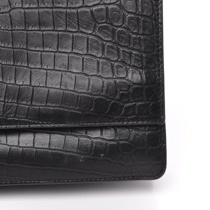 Saint Laurent Calfskin Crocodile Embossed Monogram Medium Sunset Black 8 of 10