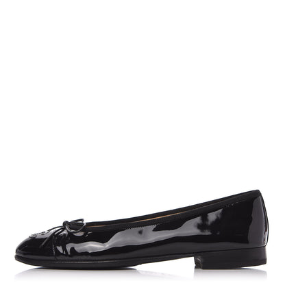 Chanel Patent CC Cap Toe Ballerina Flats 37.5 Black 1 of 9
