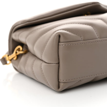 Saint Laurent Calfskin Y Quilted Monogram Toy Loulou Crossbody Bag Taupe 10 of 12