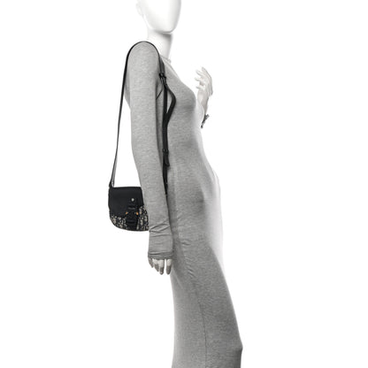 Christian Dior Grained Calfskin Oblique Mini Saddle Messenger Bag With Flap Beige Black 2 of 14