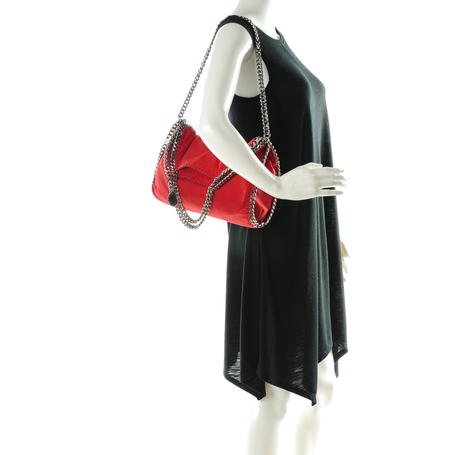 Stella McCartney Shaggy Deer Falabella Fold Over Shoulder Bag Cherry 2 of 7