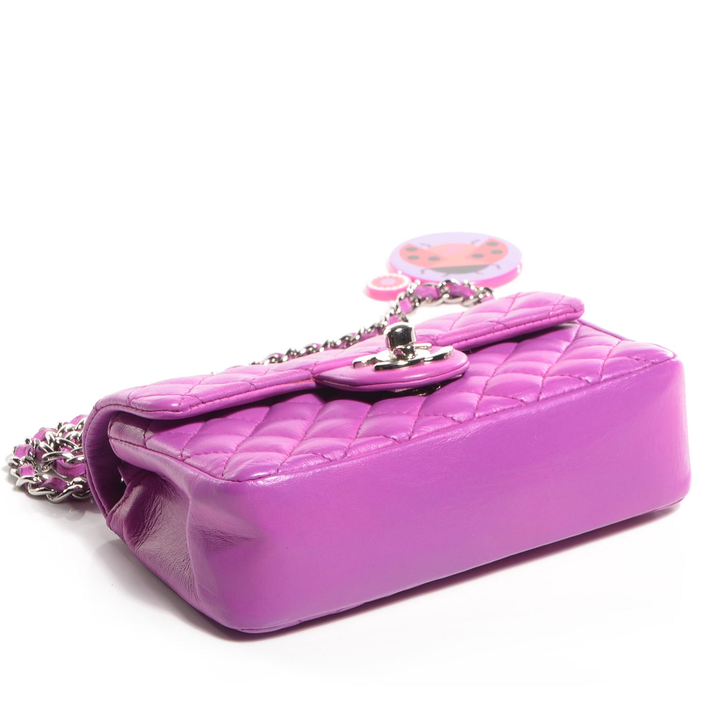 Lambskin Quilted Extra Mini Flap Fuchsia