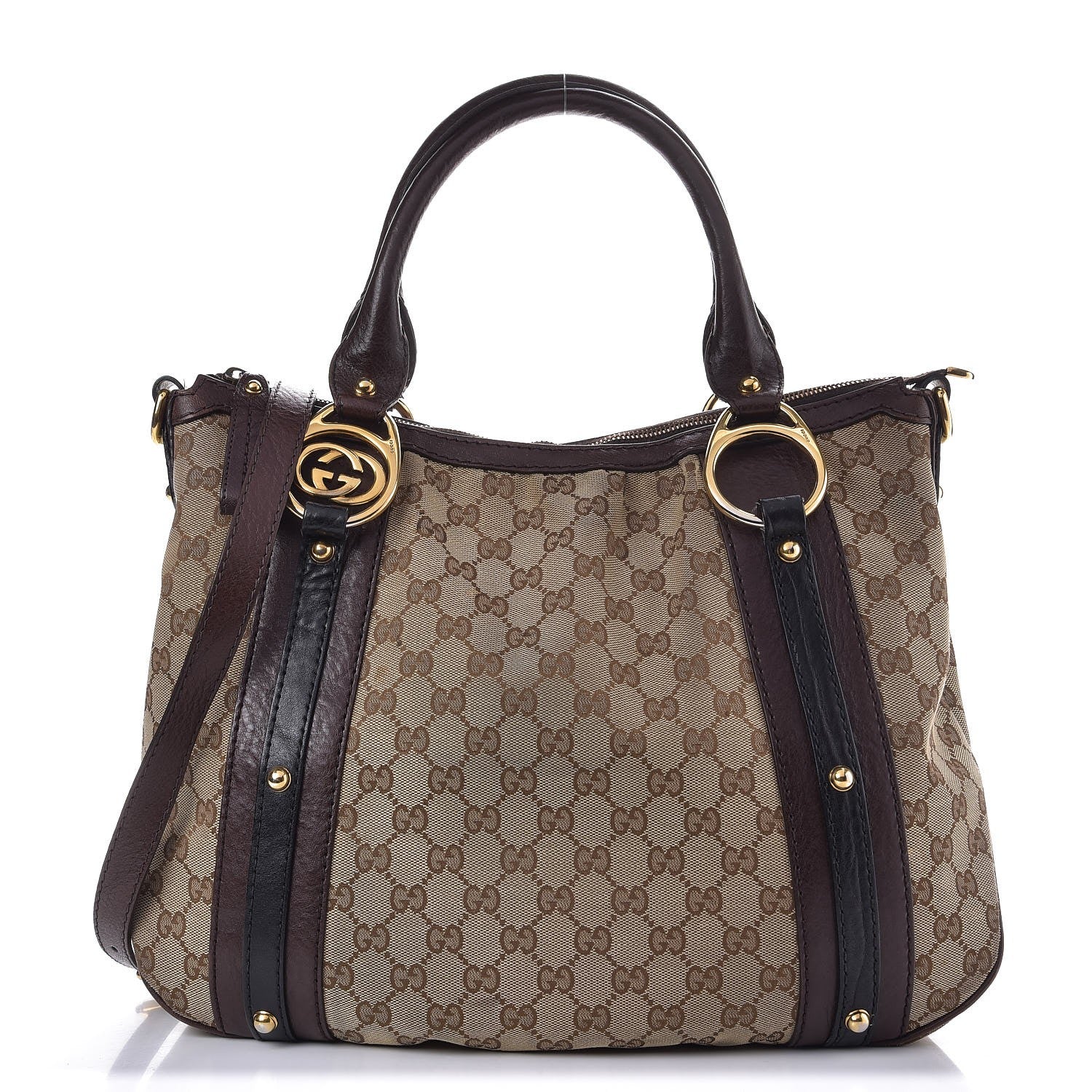 Gucci Monogram Interlocking G Tote Dark Brown 1 of 16