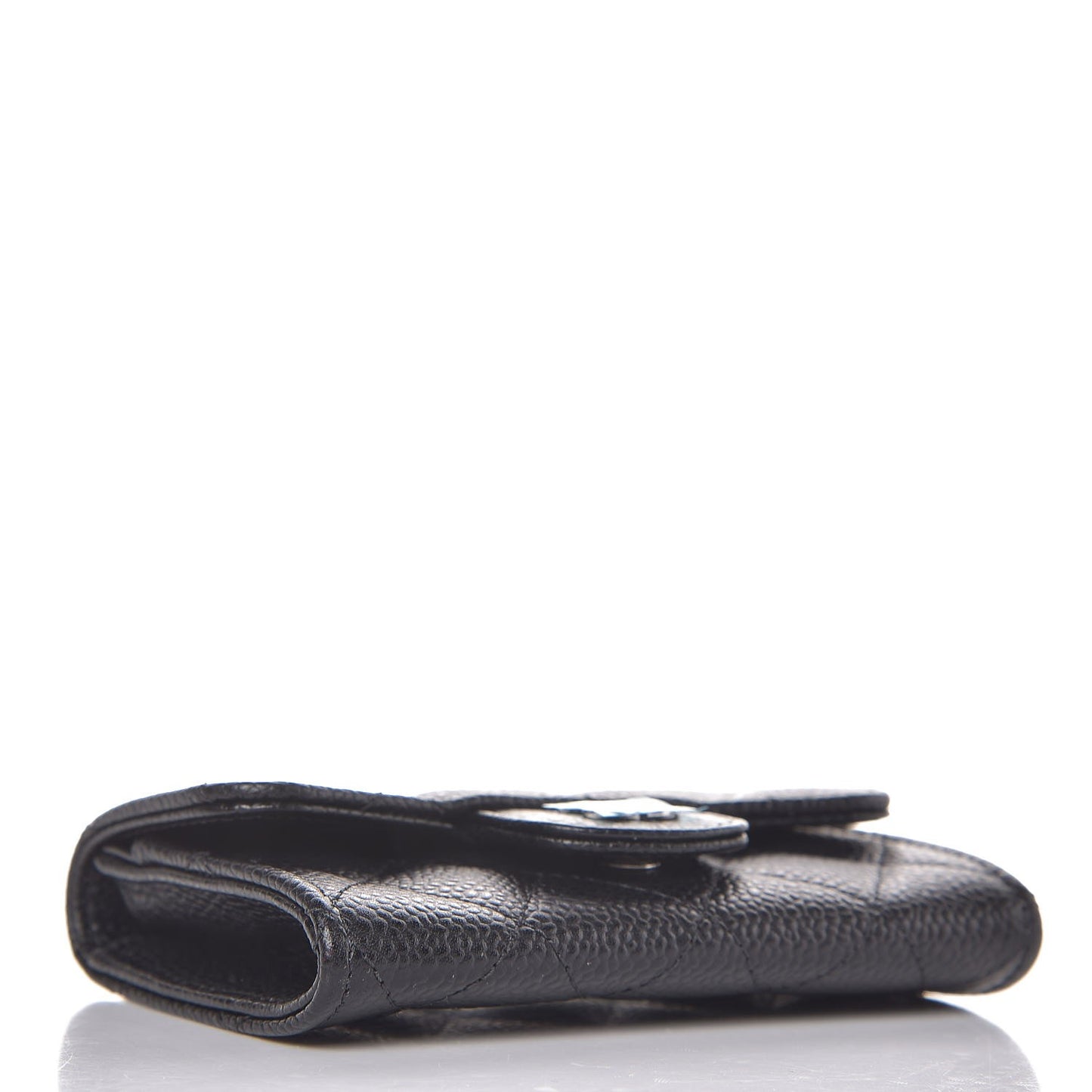 Caviar Quilted Flap Card Holder Black