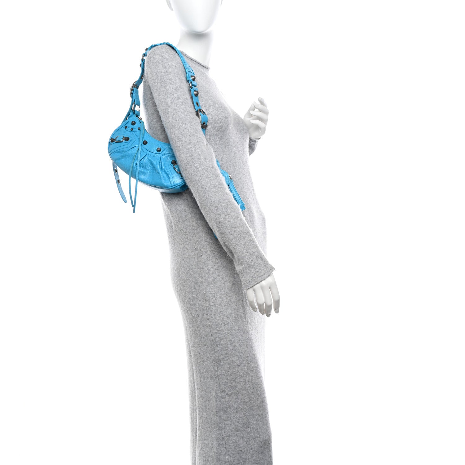 Balenciaga Agneau Arena Le Cagole Shoulder Bag XS Cyan 2 of 9
