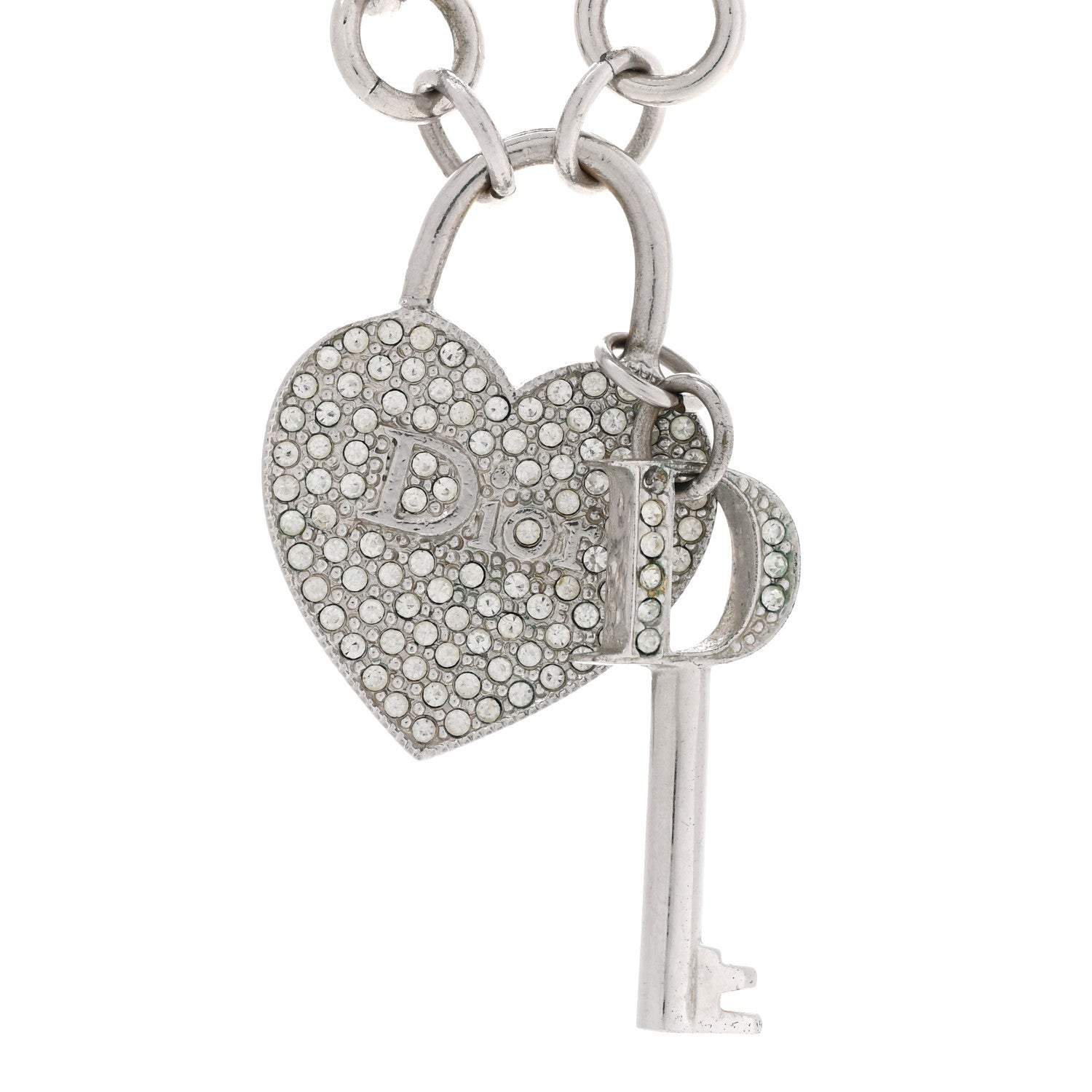 Christian Dior Crystal Heart and Key Necklace 4 of 6