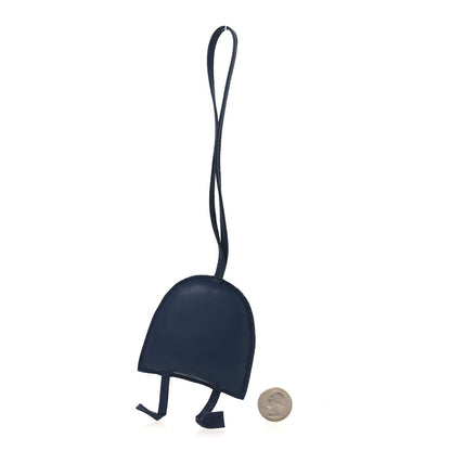 Hermes Lambskin Silk Petit H Hibouton Charm Marine 2 of 4