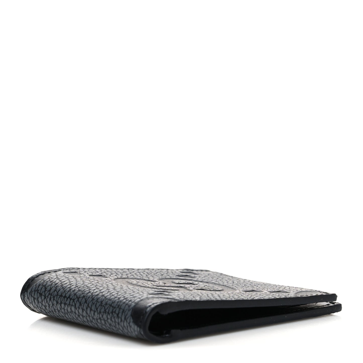 Piuma Calfskin Jumbo GG Embossed Wallet Dark Grey Black
