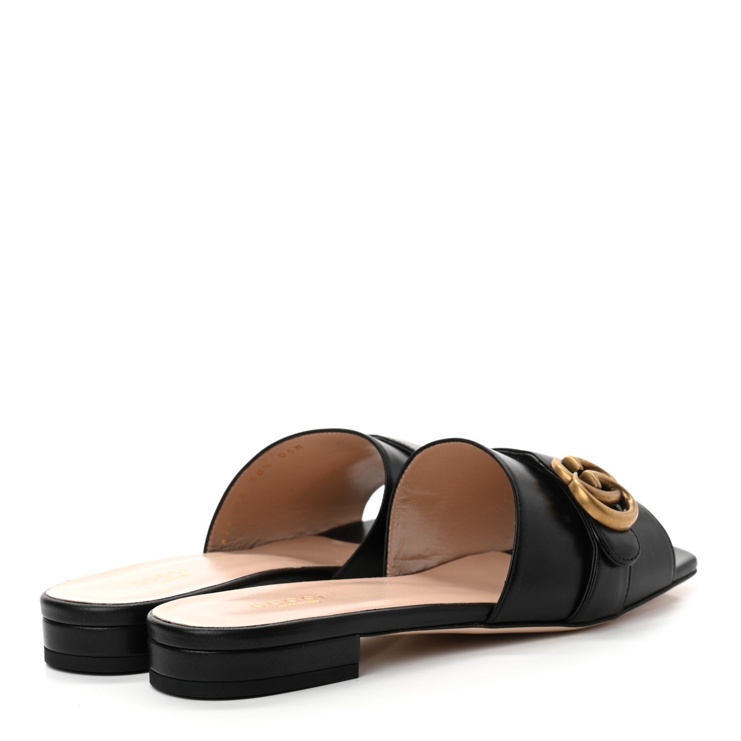 Malaga Kid GG Marmont Flat Slide Sandals 38.5 Black