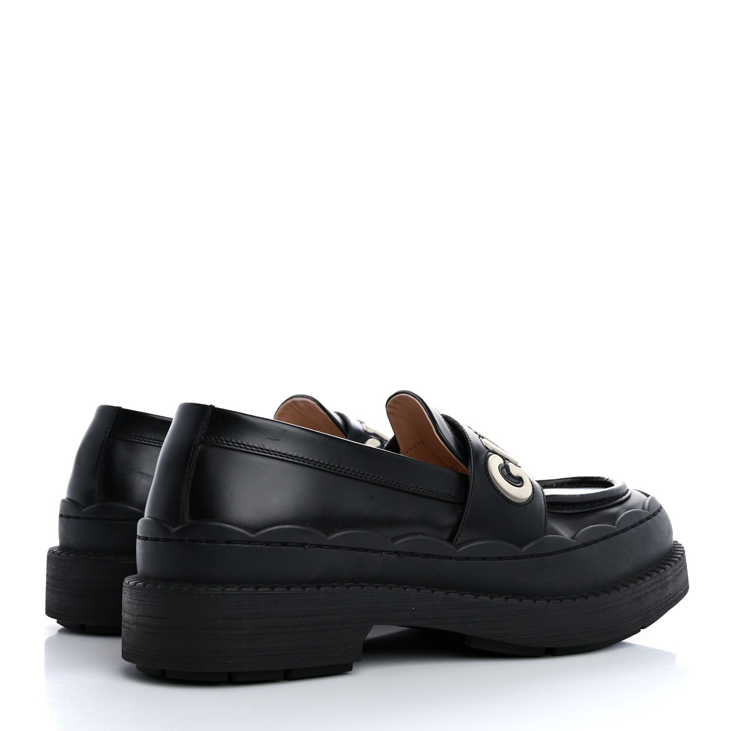 Gucci Cordovan Lux Womens Logo Patch Loafers 40.5 Black 5 of 14
