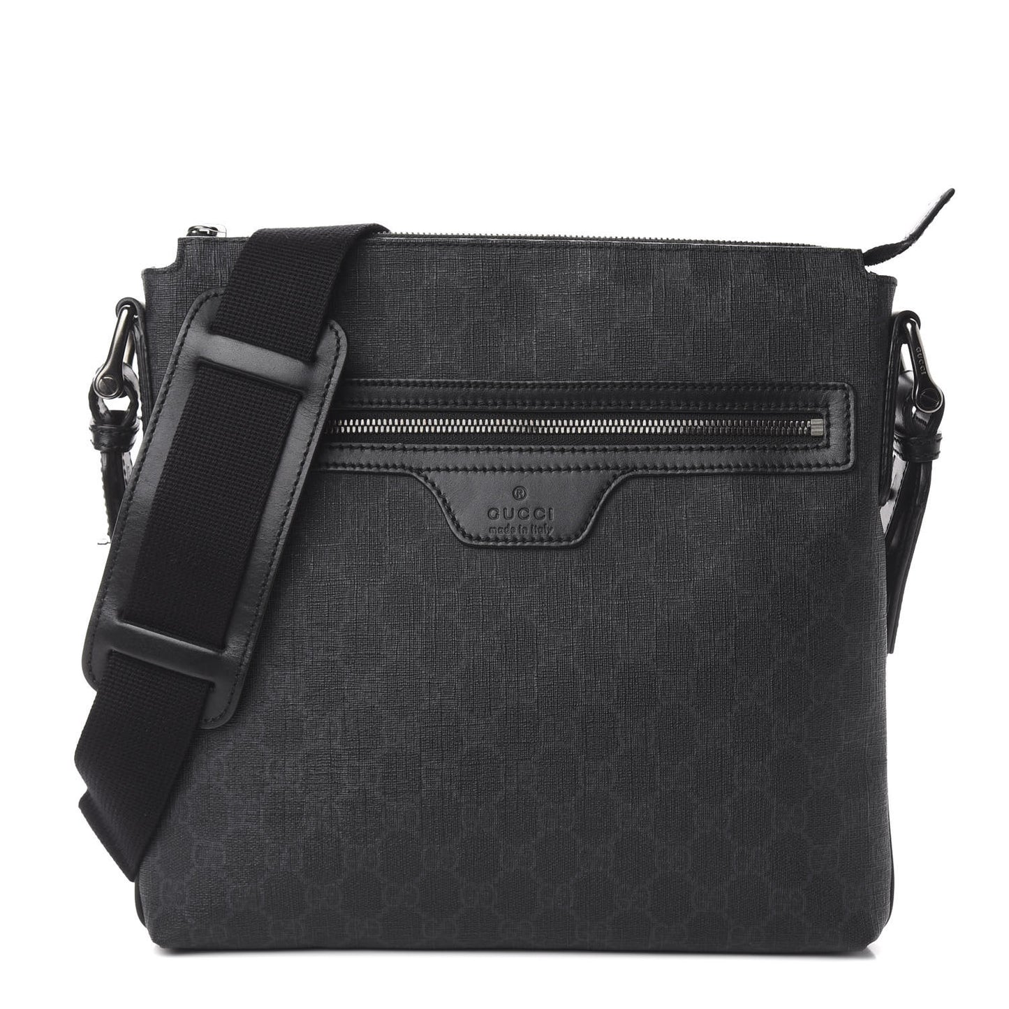 GG Supreme Monogram Crossbody Messenger Bag Black Grey