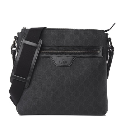 Gucci GG Supreme Monogram Crossbody Messenger Bag Black Grey 1 of 10