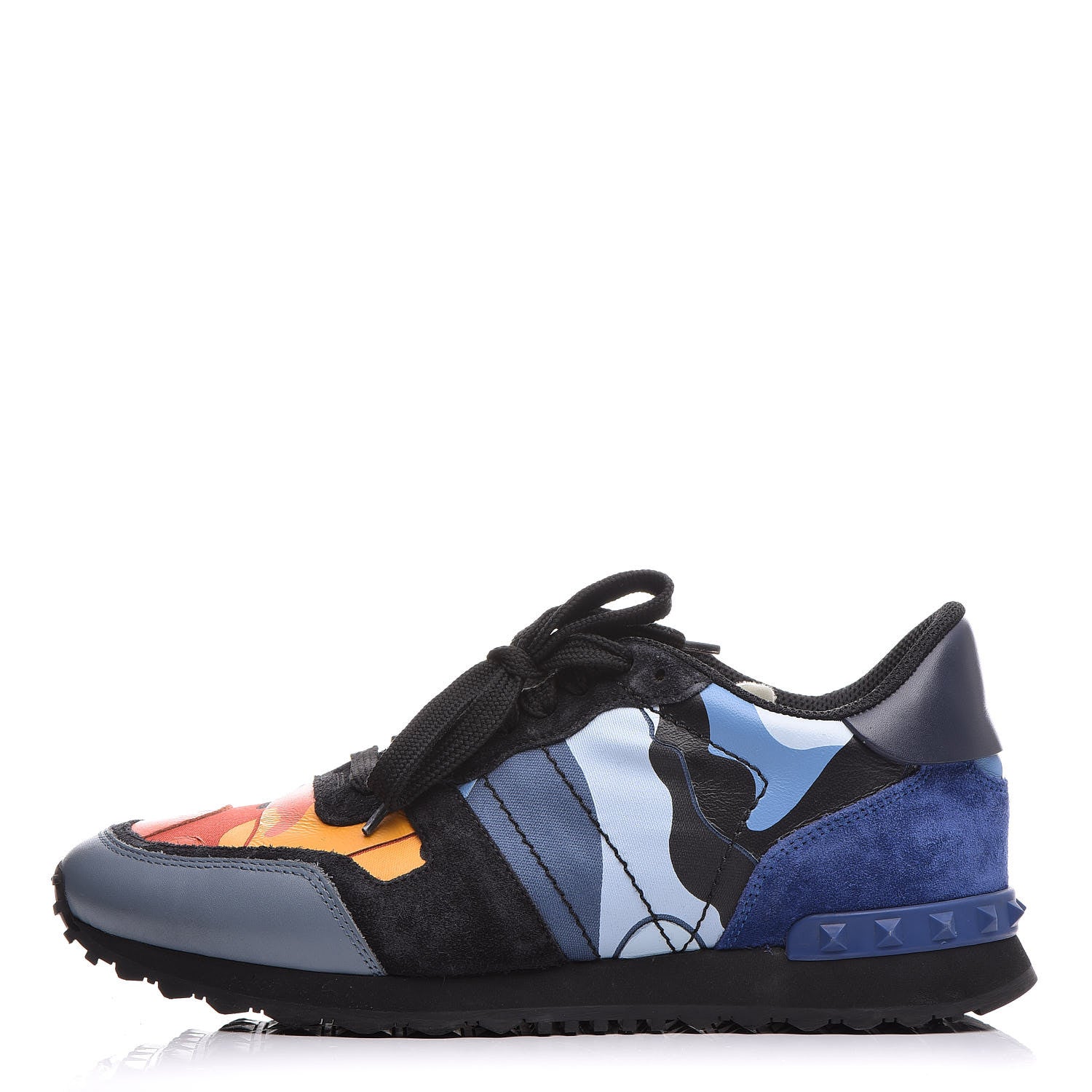 Valentino Garavani Nappa Suede Camouflage Mens Rockrunner Sneakers 39 Multicolor 1 of 14