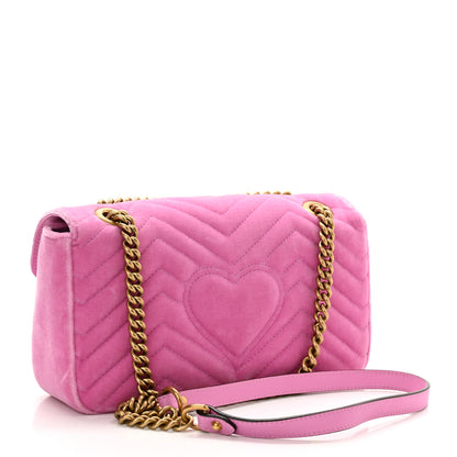 Gucci Velvet Matelasse Marquise Crystals Embroidered Small GG Marmont Shoulder Bag Malva 3 of 10