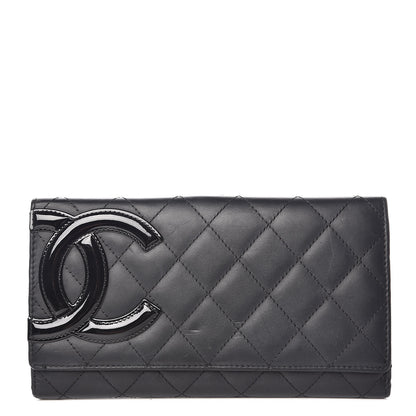 Chanel Calfskin Quilted Cambon Long Double Wallet Black 1 of 9
