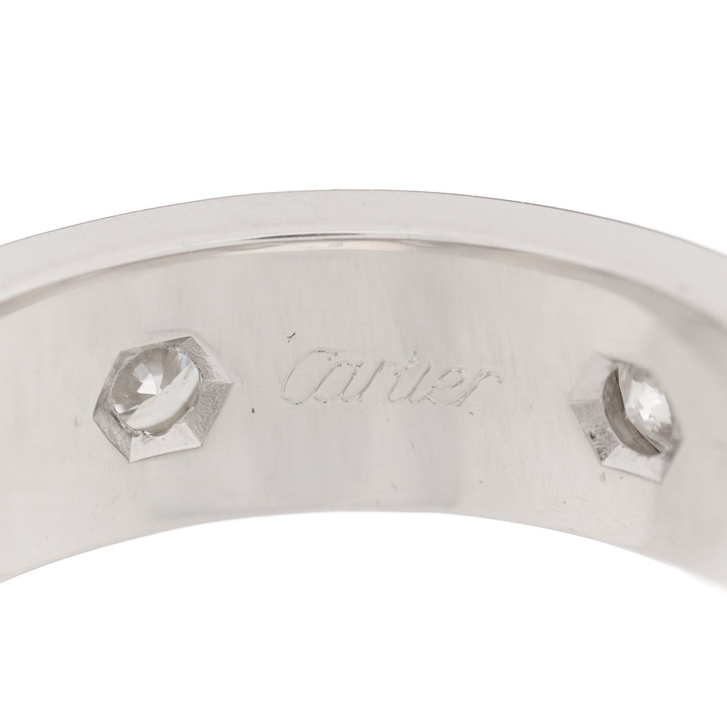 18K White Gold 6 Diamond 5.5mm LOVE Ring 49 5