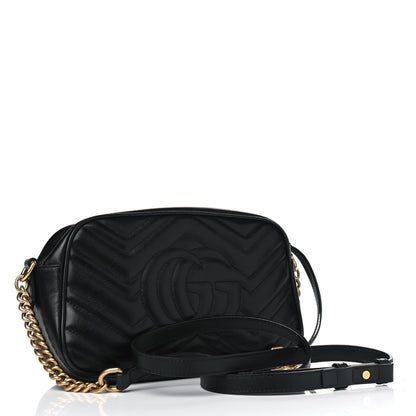 Gucci Calfskin Matelasse Small GG Marmont Chain Shoulder Bag Black 2 of 10