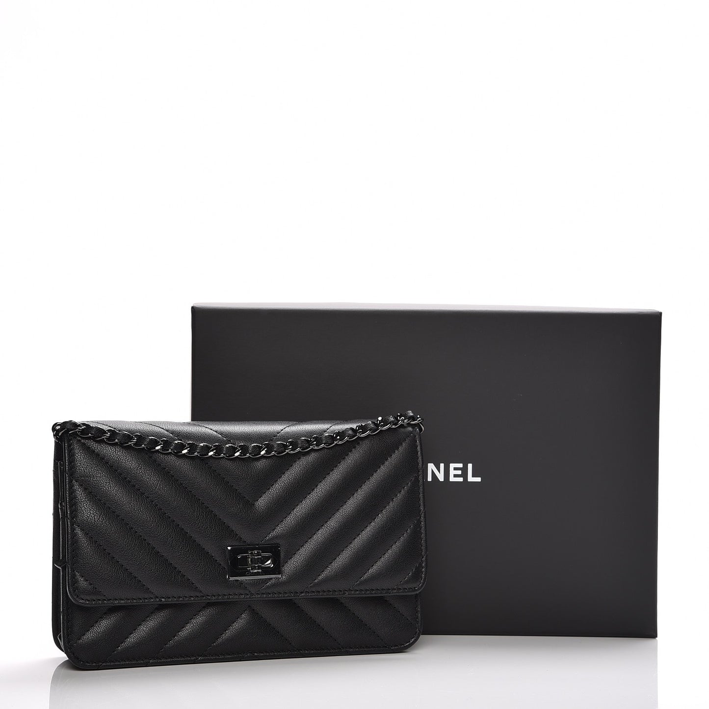 Sheepskin Chevron Reissue Wallet On Chain WOC So Black