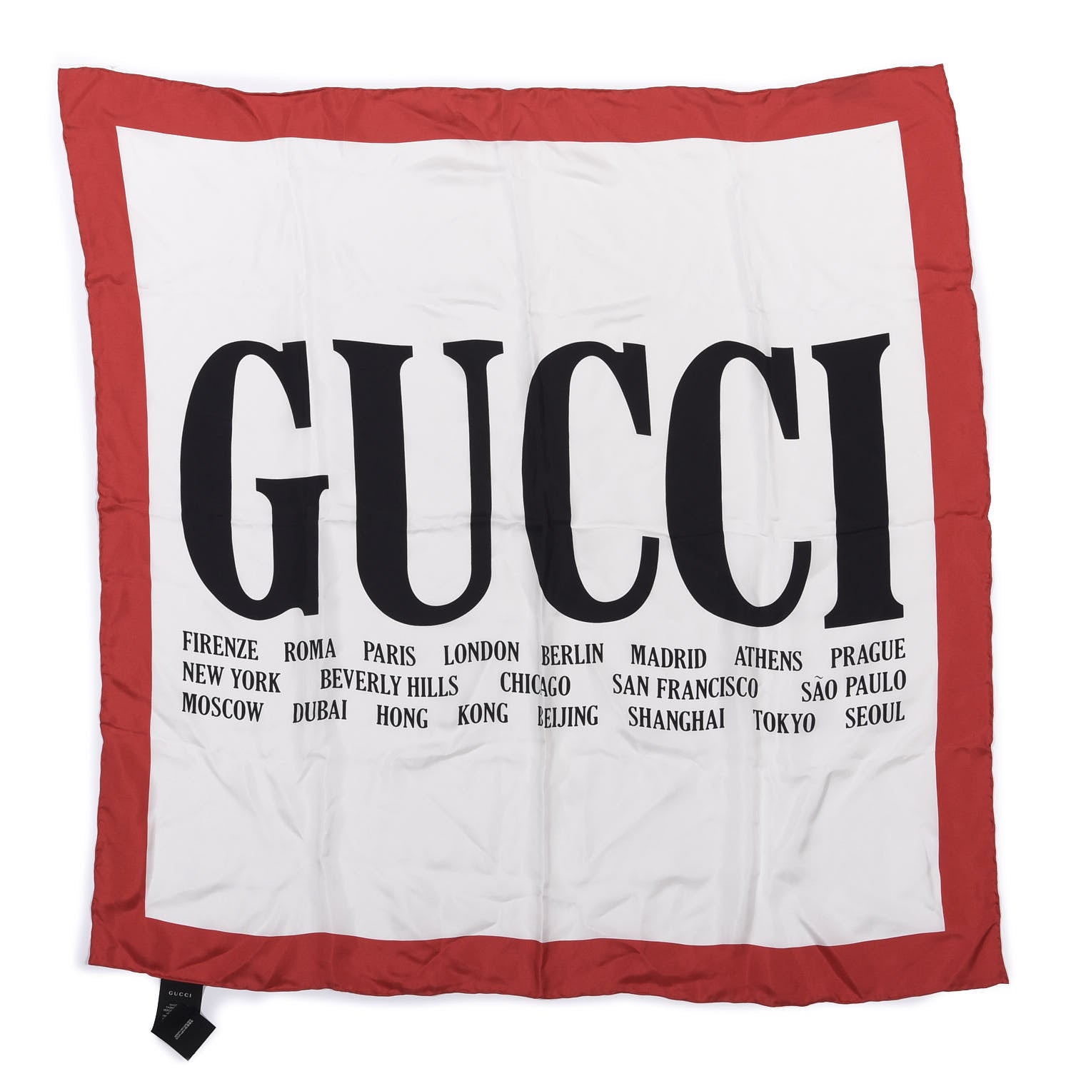 Gucci Silk Gucci World Square Scarf Ivory Red 1 of 3