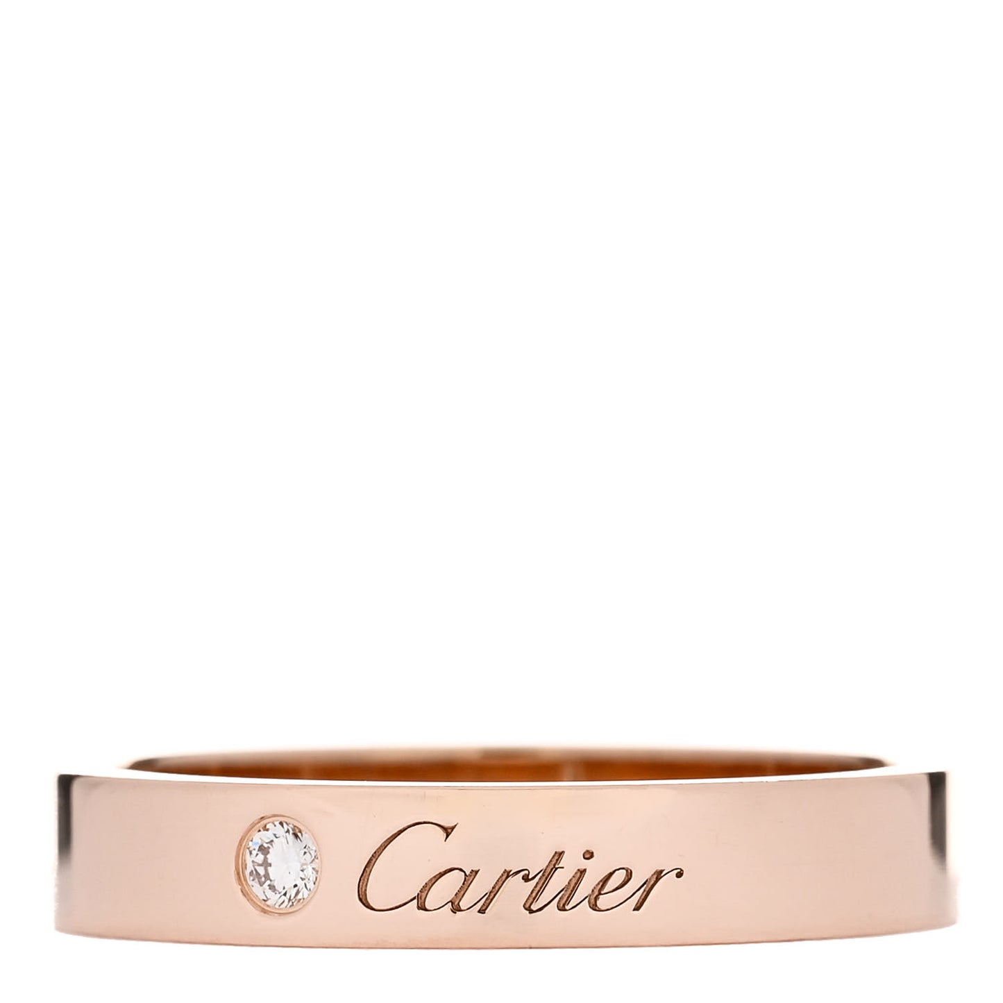 18K Pink Gold Diamond 4mm C De Cartier Wedding Band Ring 62 10