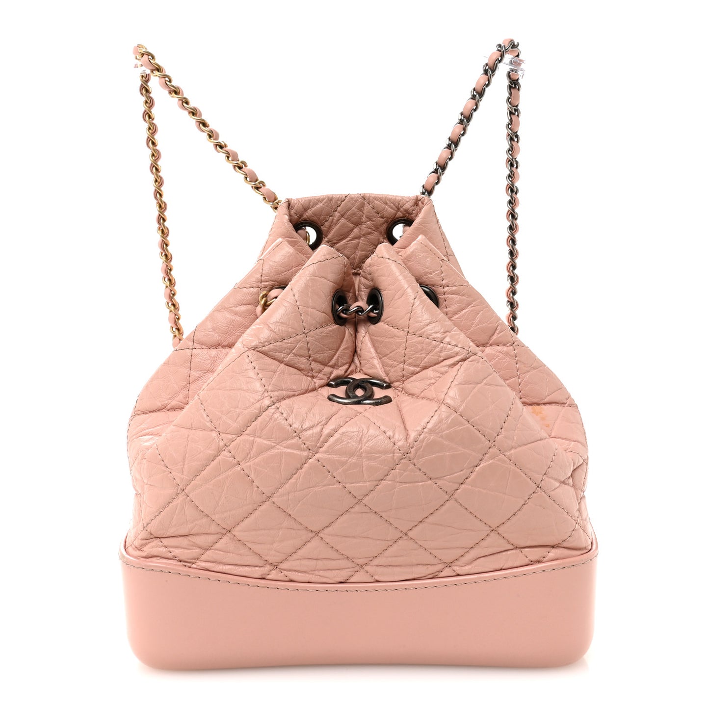 Aged Calfskin Quilted Small Gabrielle Backpack Pink