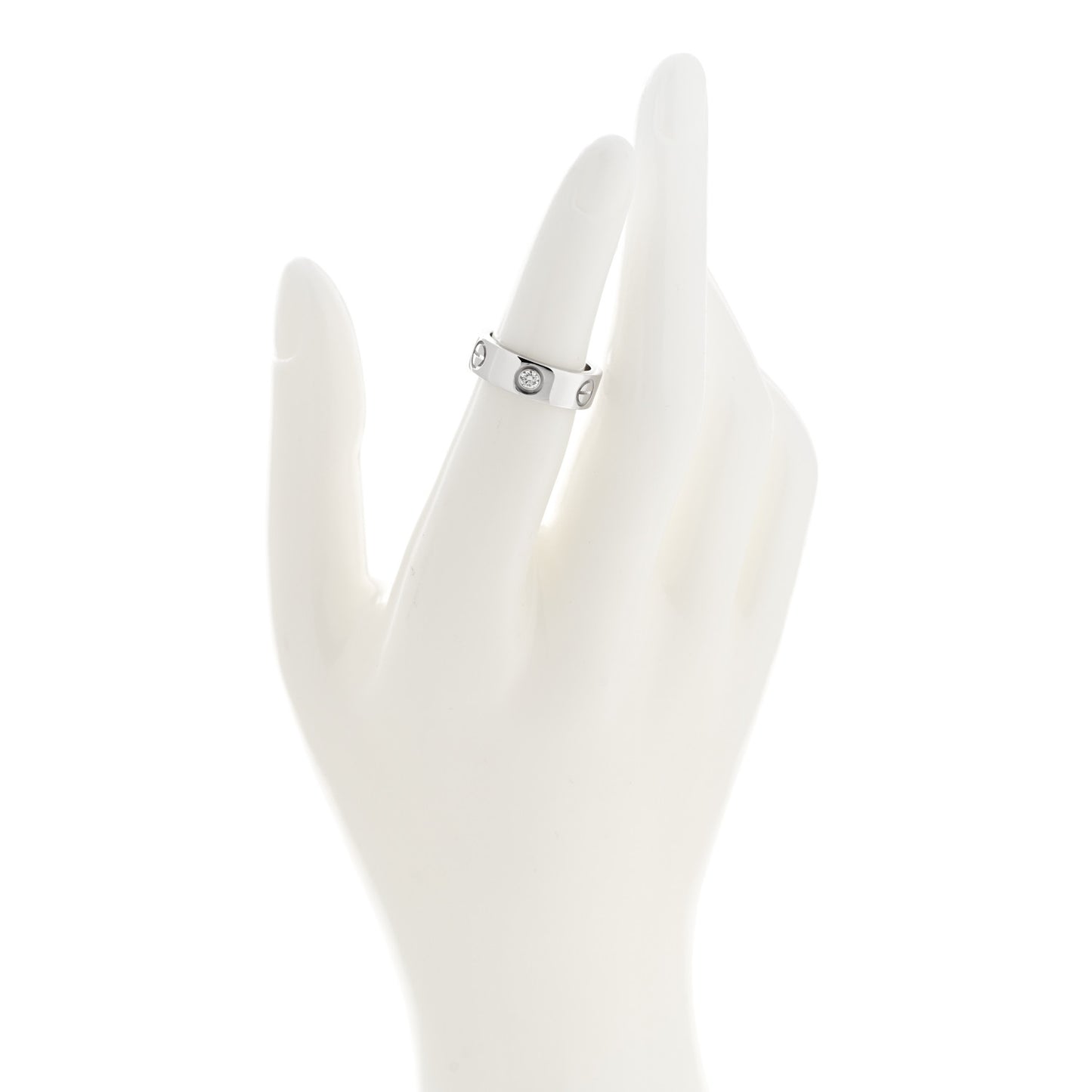 18K White Gold 3 Diamond 5.5mm LOVE Ring 48 4.5
