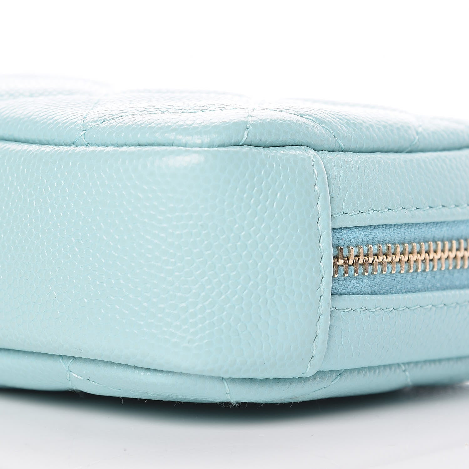 Chanel Caviar Quilted Small Curvy Pouch Cosmetic Case Light Blue 9 of 10