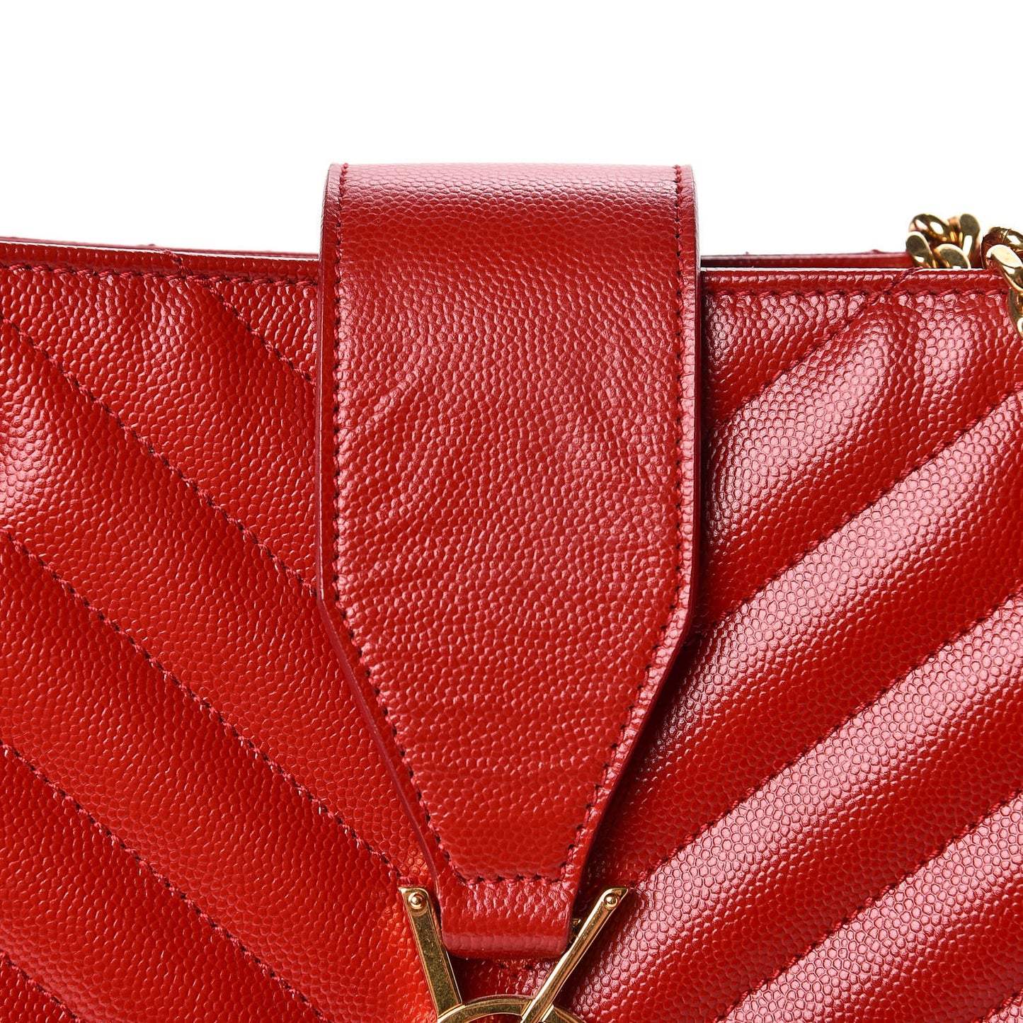 Grain De Poudre Matelasse Chevron Large Monogram Shopping Bag Red