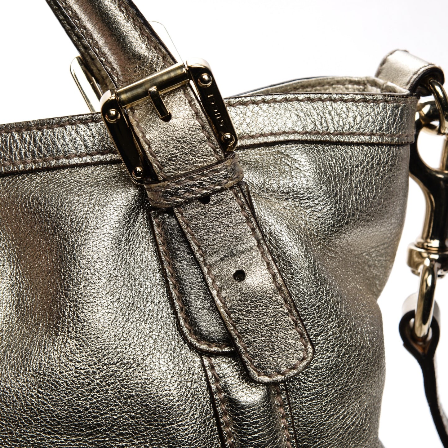 Metallic Calfskin Medium Britt Tote Gold