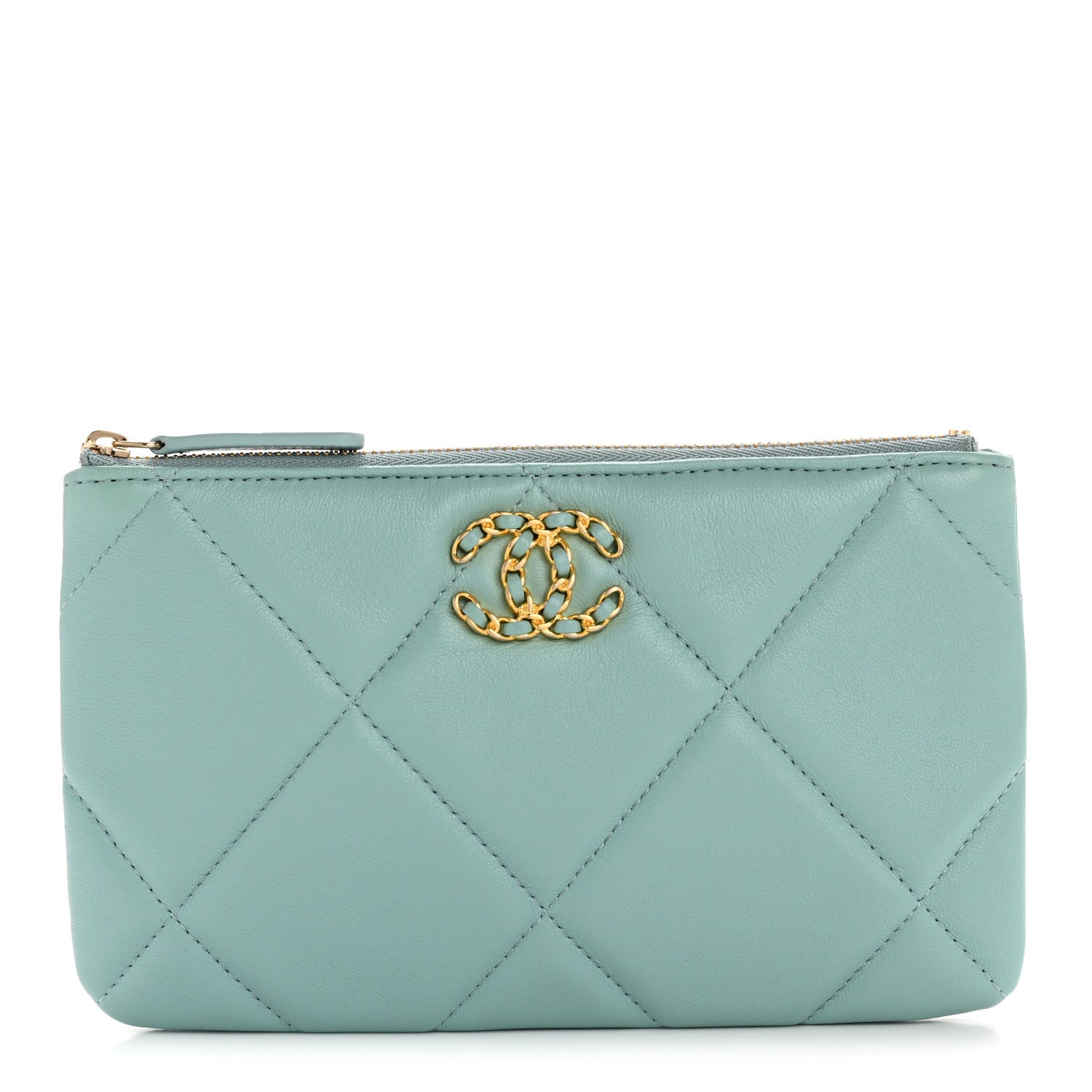 Chanel Goatskin Quilted Small Chanel 19 Pouch Light Blue 1 of 7
