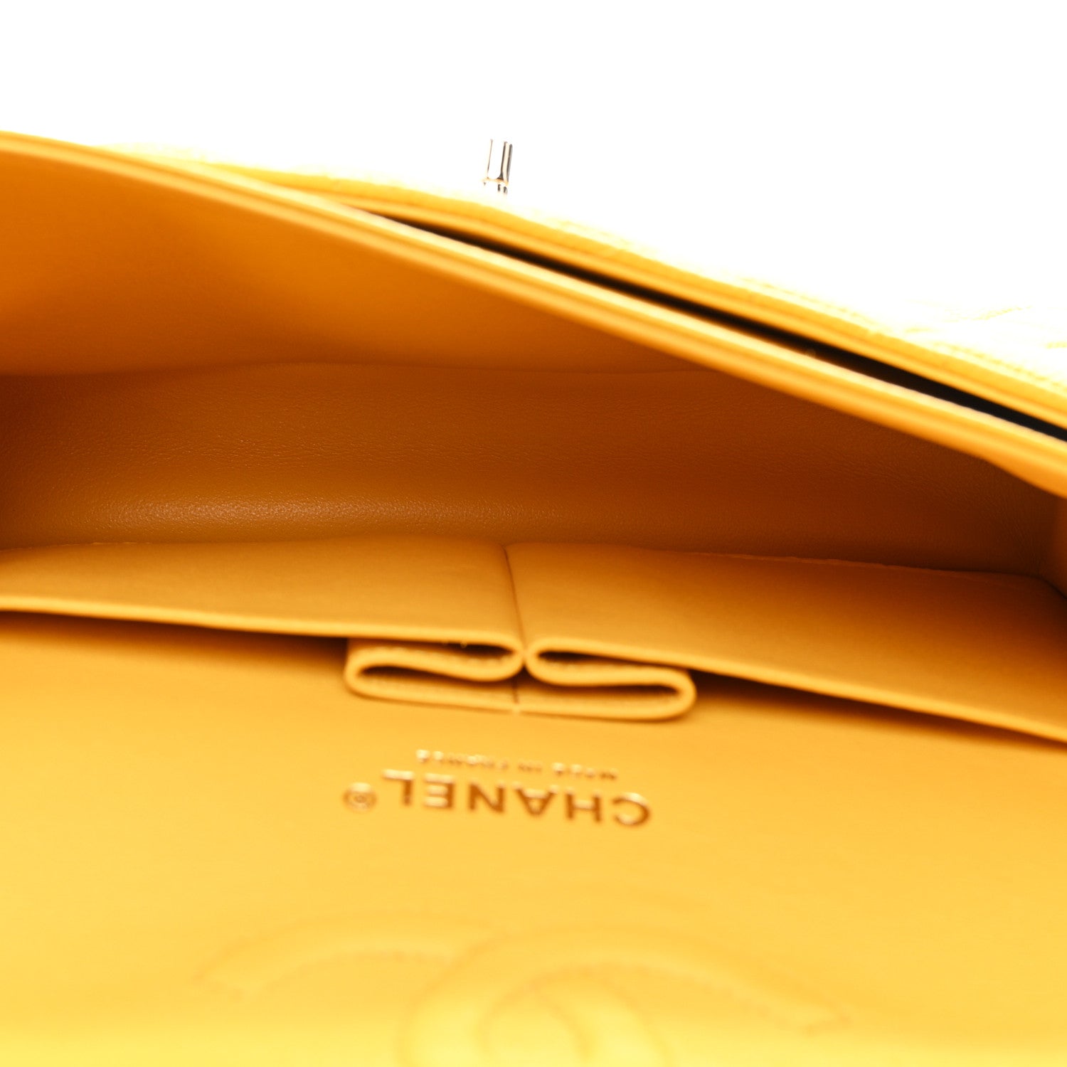 Chanel Caviar Quilted Medium Double Flap Yellow 9 of 21
